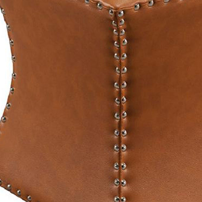 Fuxe Leather Pouffe with Modern Home Decor Hand and Stitched Accent Stool