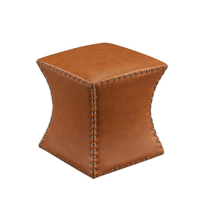 Fuxe Leather Pouffe with Modern Home Decor Hand and Stitched Accent Stool