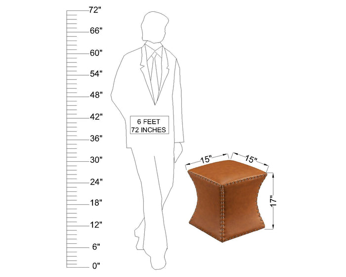 Fuxe Leather Pouffe with Modern Home Decor Hand and Stitched Accent Stool