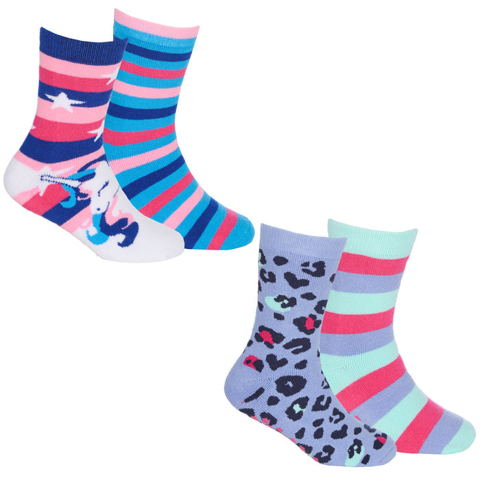 Girls 2pk Boxed Terry Slipper Socks - (PK6) (6-3.5) 43B870