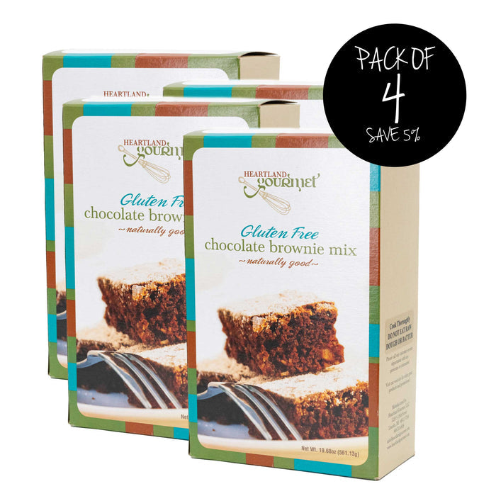 Gluten Free Chocolate Brownie Mix | Pack of 4 | 19.68 oz | Heartland Gourmet | 2023