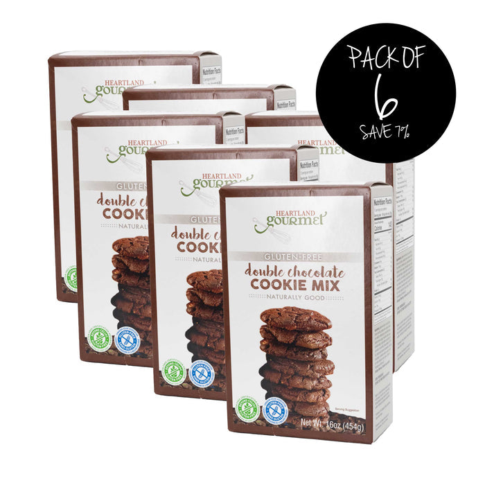 Gluten Free Double Chocolate Cookie Mix | Pack of 6 | 16 oz | Heartland Gourmet