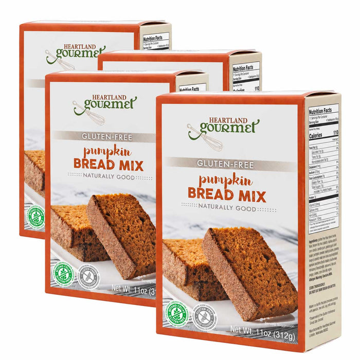 Gluten Free Pumpkin Bread Mix | Pack of 4 | 11 oz | Heartland Gourmet | 2028