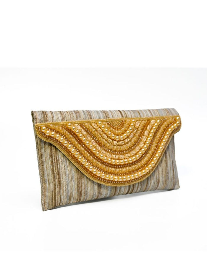 Golden Beaded Clutch