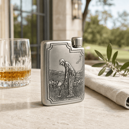 Golfer Pewter Flask 2