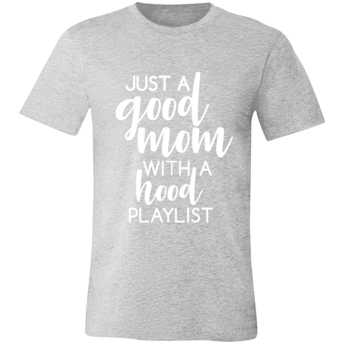 Good Mom Hood Playlist graphic t-shirt in Athletic Heather