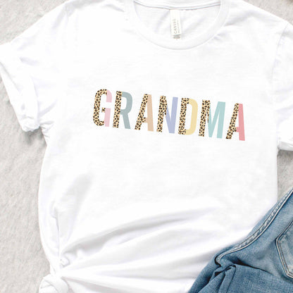 Grandma Leopard and Pastel Color Block graphic t-shirt