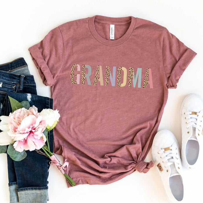 Grandma Leopard and Pastel Color Block graphic t-shirt, product photo 3