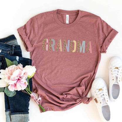 Grandma Leopard and Pastel Color Block graphic t-shirt, product photo 3