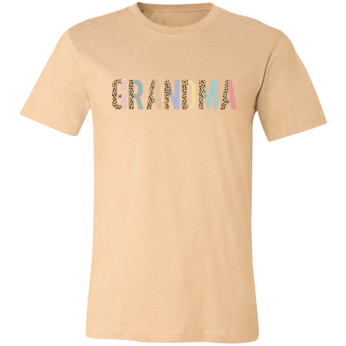 Grandma Leopard and Pastel Color Block graphic t-shirt in Heather Sand Dune