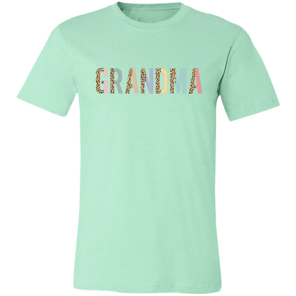 Grandma Leopard and Pastel Color Block graphic t-shirt in Heather Mint