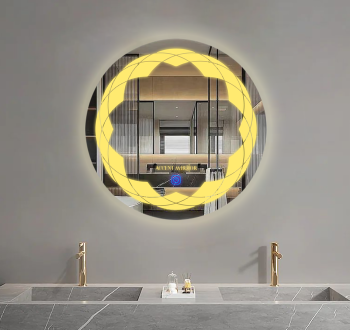 Half Floran Led Mirror With Touch Sensor & Dimmable (3 Led Lights Integrated)