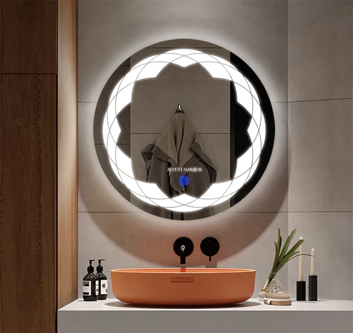 Half Floran Led Mirror With Touch Sensor & Dimmable (3 Led Lights Integrated)