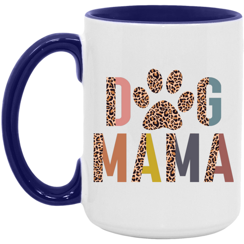 Half Leopard Dog Mama ceramic coffee mug