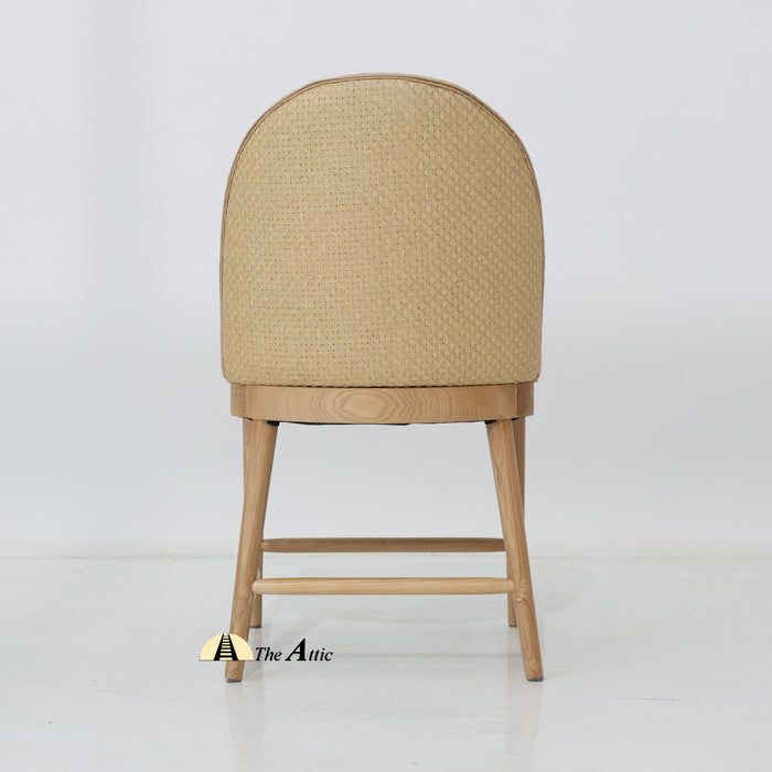 Hanoi Natural Oak & Rattan Dining Chair, Modern Oak Wood Chair, Dining Room Furniture Dubai - The Attic
