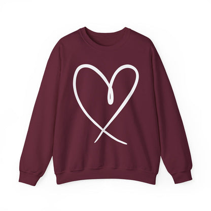 Heart Outline crewneck sweatshirt in Maroon