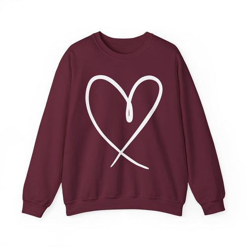 Heart Outline crewneck sweatshirt in Maroon