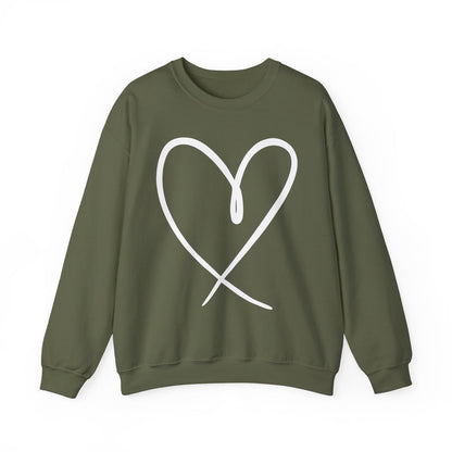 Heart Outline crewneck sweatshirt in Military Green