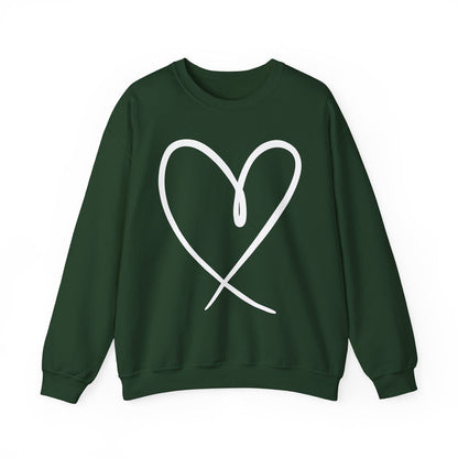 Heart Outline crewneck sweatshirt in Forest Green