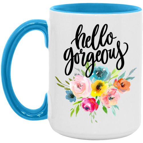 Hello Gorgeous Floral ceramic coffee mug