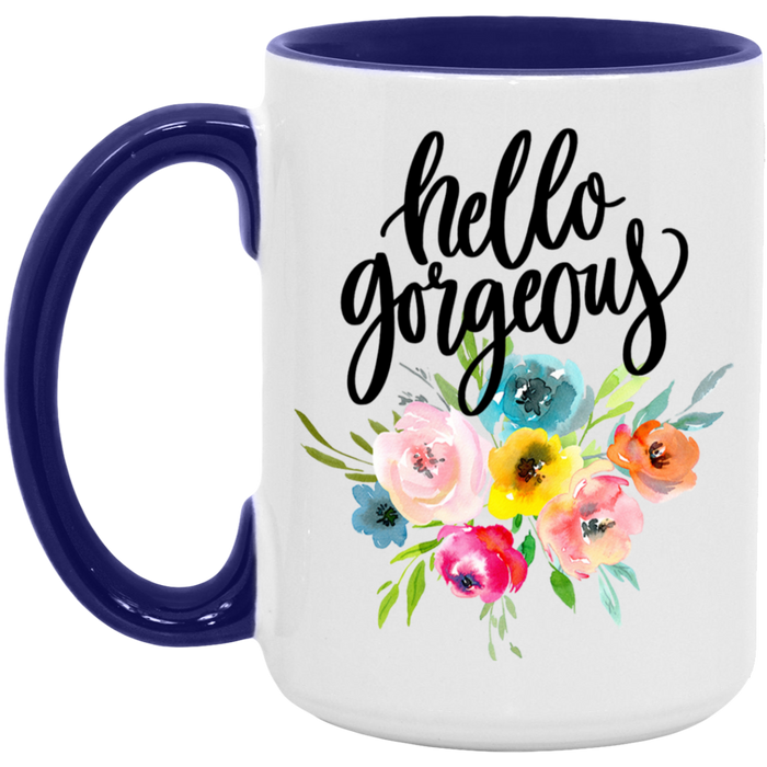 Hello Gorgeous Floral ceramic coffee mug, product photo 7
