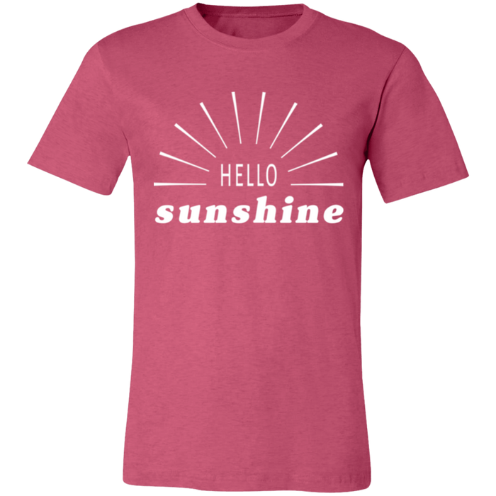Hello Sunshine graphic t-shirt in Heather Raspberry