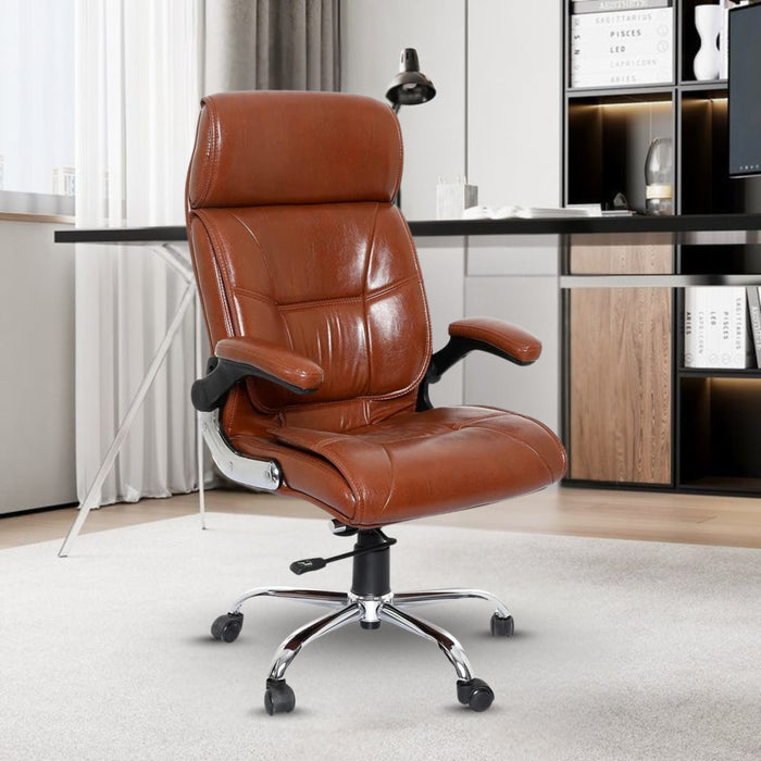 High Back / Leatherette / Tan brown