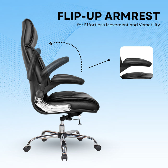 High Back Director Office Chair Ergonomic Leatherette Executive Chair with Adjustable Armrests, Comfortable Revolving Desk Chair for Office