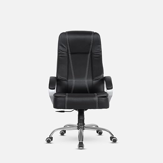 Home & Office  High Back Leatherette Chair | Director Chair | Office Chair | Ergonomic Executive Boss Chair with Spacious Cushioned Seat | Heavy Duty Metal Base -