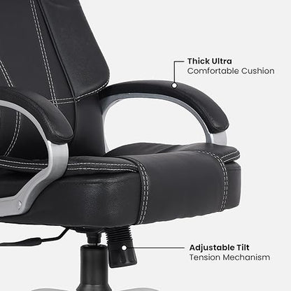 Home & Office  High Back Leatherette Chair | Director Chair | Office Chair | Ergonomic Executive Boss Chair with Spacious Cushioned Seat | Heavy Duty Metal Base -