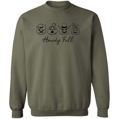 Howdy Fall Country Pumpkins Focus crewneck sweatshirt in Military Green
