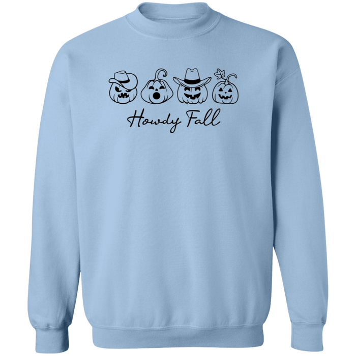 Howdy Fall Country Pumpkins Focus crewneck sweatshirt in Light Blue