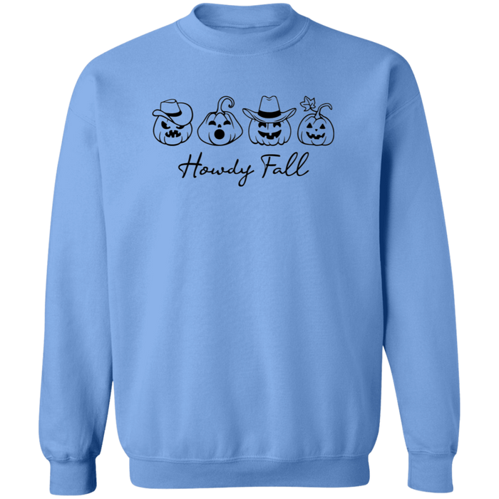 Howdy Fall Country Pumpkins Focus crewneck sweatshirt in Carolina Blue