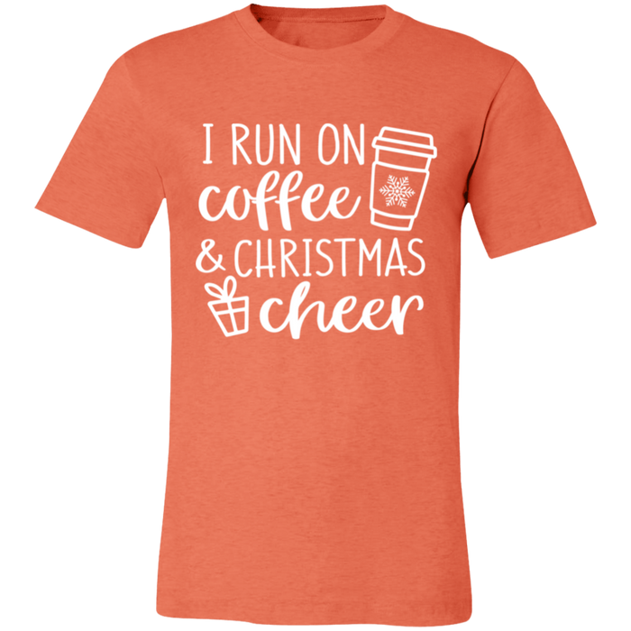I Run On Coffee and Christmas Cheer graphic t-shirt in Heather Orange
