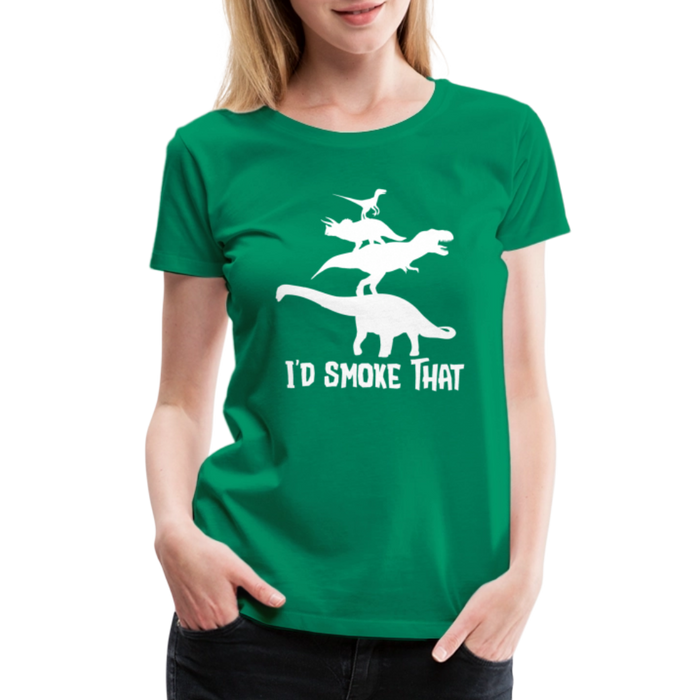 I'd Smoke That Dinosaur BBQ Women’s Premium T-Shirt - kelly green