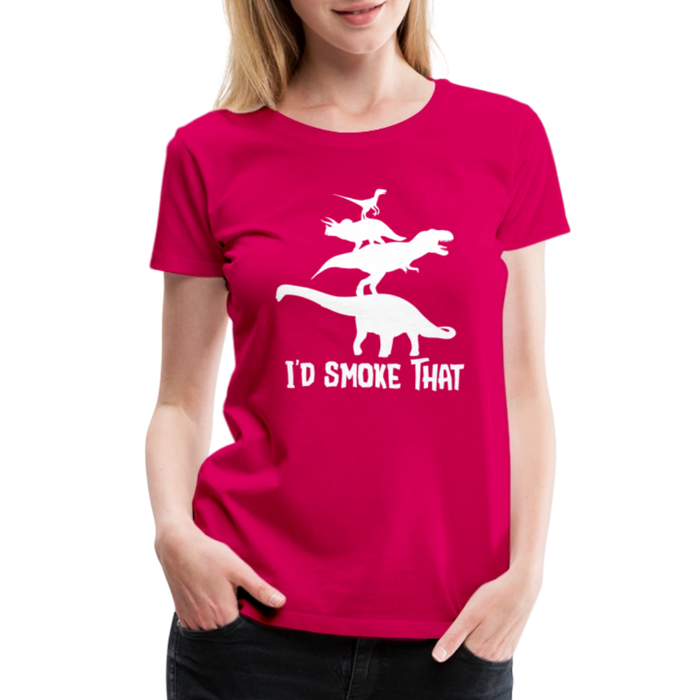 I'd Smoke That Dinosaur BBQ Women’s Premium T-Shirt - dark pink