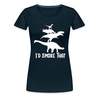 I'd Smoke That Dinosaur BBQ Women’s Premium T-Shirt - deep navy