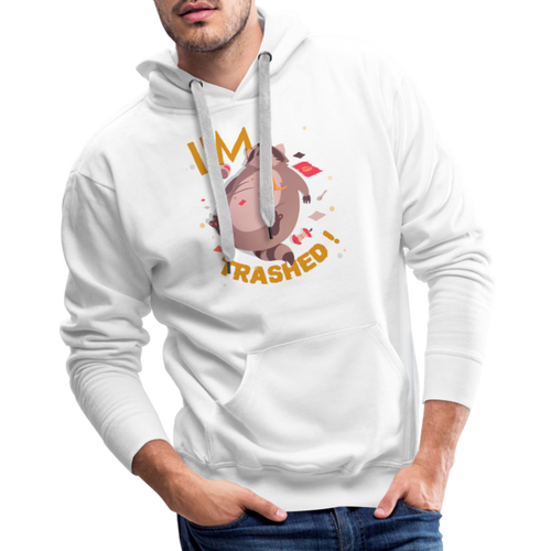 I'm Trashed Funny Raccoon Men’s Premium Hoodie - white