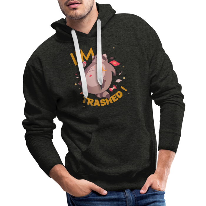 I'm Trashed Funny Raccoon Men’s Premium Hoodie - charcoal grey