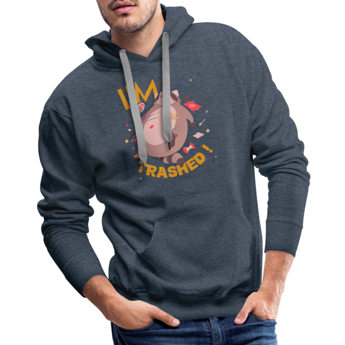 I'm Trashed Funny Raccoon Men’s Premium Hoodie - heather denim