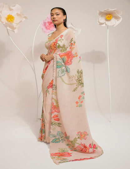 Ivory Pre-Draped Saree
