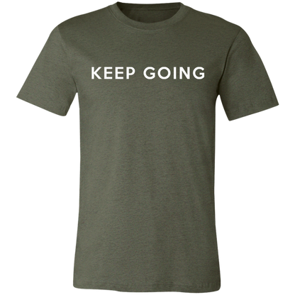 Keep Going graphic t-shirt in Heather Military Green
