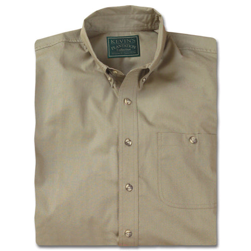 Tan Kevin's Big & Tall cotton poplin short sleeve field shirt with a button-down collar and single chest pocket.