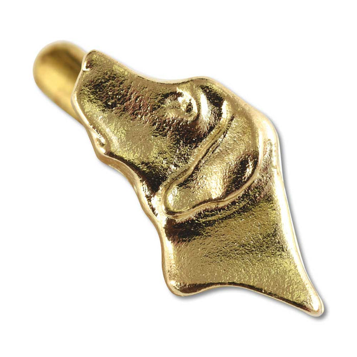 Elegant brass-plated Labrador retriever head hat pin with a polished, durable finish for hunting or outdoor apparel.