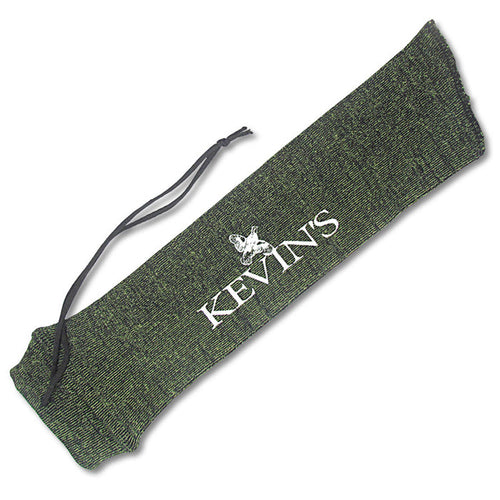13.5-inch olive green silicone-treated cotton pistol sock with a black drawstring and white Kevin's logo.