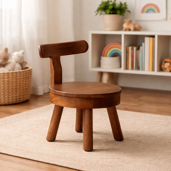 Kids Chair Made a Teak Wood with Polished Finish or Solid Wooden for Children or Modern Minimal Kids Furniture