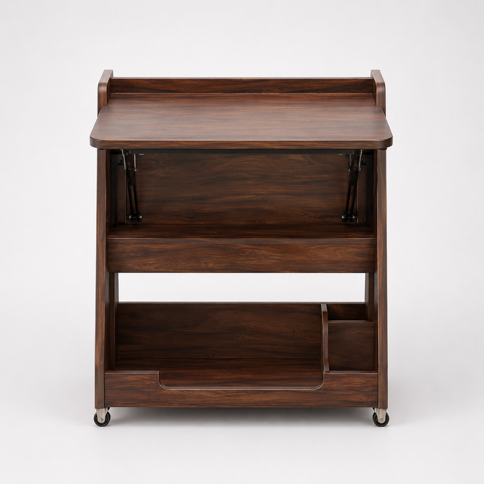 Kids Mobile Study Desk in Walnut Brown with Foldable Writing Surface & Storage for Kids Bedroom, Nursery & Study Area