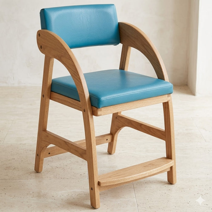 Kids Study Chair with Cushioned Seat and Backrest, Adjustable Height Design, Durable Solid Wood Frame for Study, Dining and Play Area