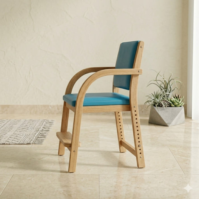 Kids Study Chair with Cushioned Seat and Backrest, Adjustable Height Design, Durable Solid Wood Frame for Study, Dining and Play Area