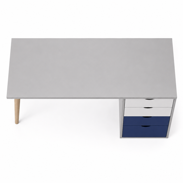Kids Study Desk in Gray with 4 Drawer Storage for Kids Bedroom, Nursery & Study Area